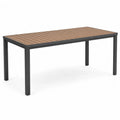 Gartentisch Esstisch rechteckig HDPE-Lamellen Aluminiumgestell Braun Schwarz 180 x 90 x 75 cm
