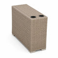 Gartentisch Beistelltisch 75 x 25 x 55 cm aus PE Rattan Stahlrohr und PP rechteckig Beige Schwarz mit 2 Becherhaltern