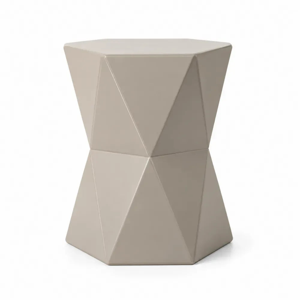 Gartenbeistelltisch Gartentisch 40 x 40 x 46 cm Magnesiumoxid Verbundwerkstoff facettierte Sanduhrform taupe