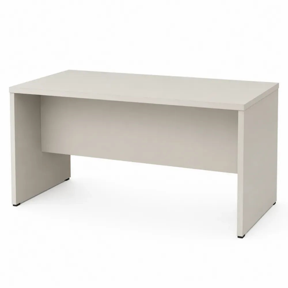 Schreibtisch Bürotisch mit Seitenwangen Sichtblende rechteckig melaminbeschichtete Spanplatte Cremeweiß Schwarz 140 x 60 x 75 cm