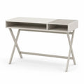 Schreibtisch mit offenen Fächern 120 x 55 x 76 cm MDF pulverbeschichteter Stahl rechteckig Weiß Grau