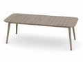 Gartentisch Esstisch 160 x 90 x 75 cm aus pulverbeschichtetem Aluminium rechteckig Taupe Schwarz mit Lamellentischplatte und Sonnenschirmöffnung