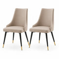 Esszimmerstühle 2er Set Polsterstühle ohne Armlehnen Schalenform PU-Kunstleder Polyurethanschaum Sperrholz Stahl Beige Schwarz Goldfarben je 50 x 58 x 86 cm