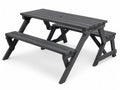 Picknicktisch Gartentisch 150 x 140 x 72 cm aus lackiertem Kiefernholz rechteckig Schwarz Silberfarben mit 2 Bänken und Sonnenschirmöffnung