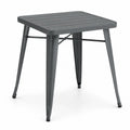 Gartentisch quadratisch pulverbeschichteter Stahl Lamellenplatte Anthrazit Schwarz 70 x 70 x 76 cm