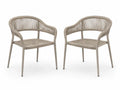 Gartenstühle 2er Set mit Armlehnen gerundeter Rückenlehne rechteckiger Sitzfläche Aluminium Polyesterseil Taupe Schwarz 61 x 62 x 78 cm