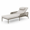 Gartenliege Sonnenliege mit Armlehnen verstellbarer Rückenlehne und Kopfkissen 200 x 75 x 85 cm pulverbeschichtetes Aluminium Polyesterseil Polyesterauflage rechteckig beige taupe